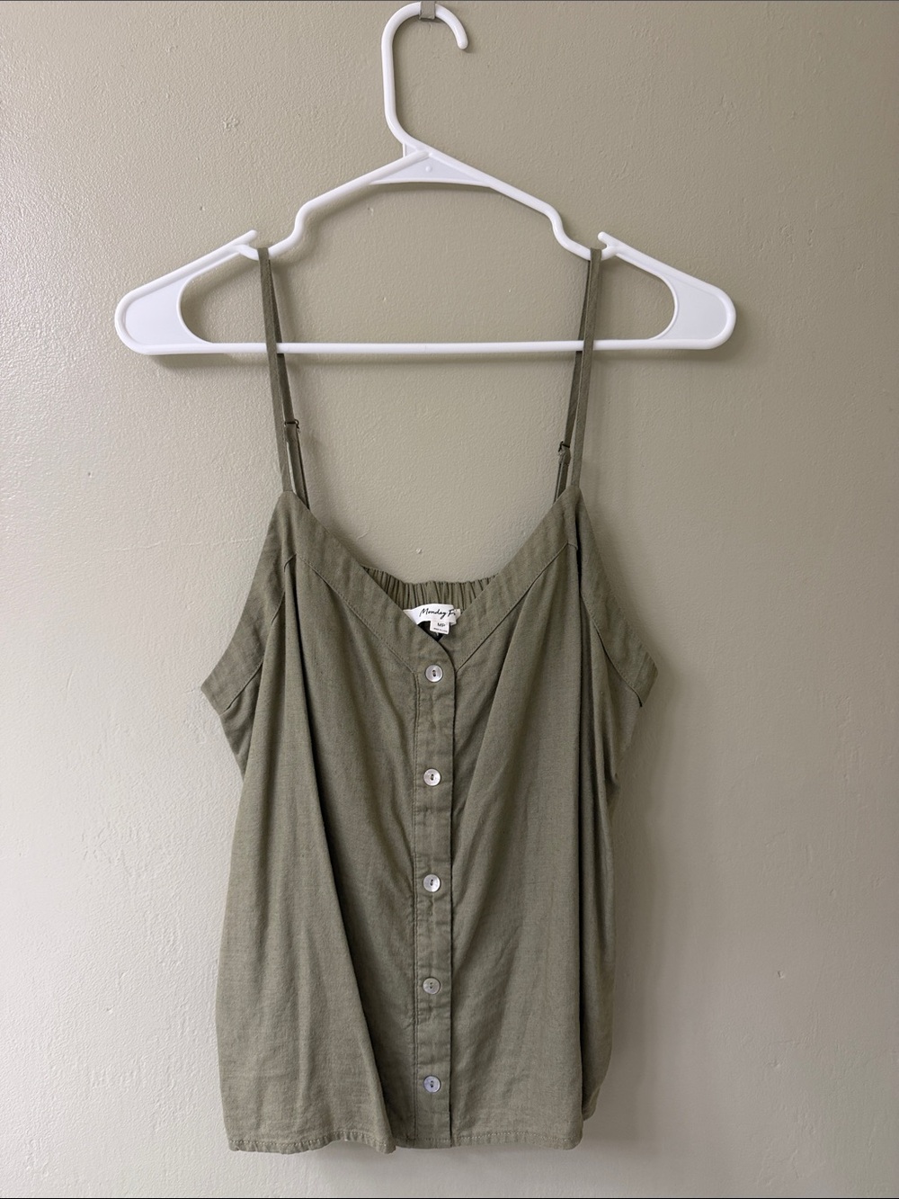 Adjustable Olive Green Button-Front Camisole